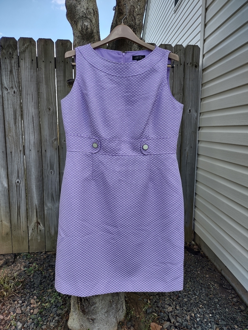 Tahari Lavender Textured Vintage Inspired Sleeveless Sheath Dress - Picture 9 of 9